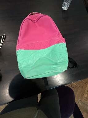Sprayground Pink and Aqua Shark Mouth Limited Edition Backpack Preowned